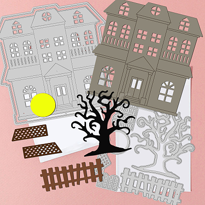 Halloween Theme Carbon Steel Cutting Dies Stencils DIY-WH0309-1186-1