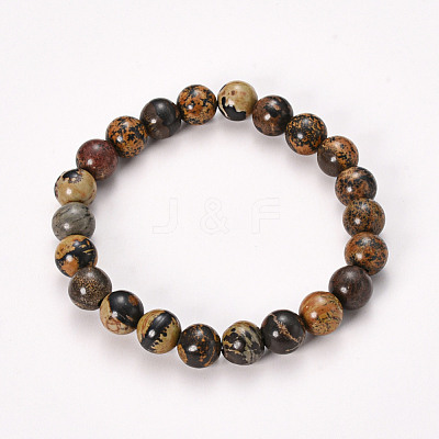 Natural Dendritic Jasper Beaded Stretch Bracelets BJEW-Q692-55-10mm-1