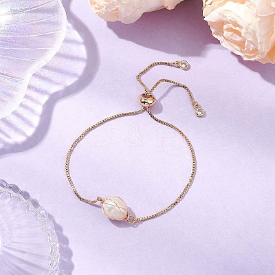 Freshwater Pearl Slider Ring BJEW-JB11132-1
