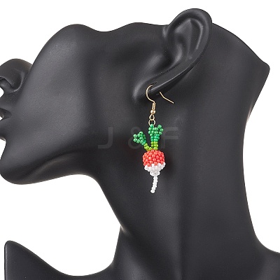 304 Stainless Steel Glass Seed Beads Carrot Dangle Earrings EJEW-MZ00579-02-1