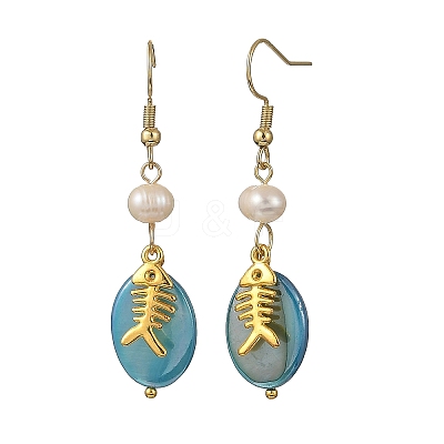 Ocean 304 Stainless Steel with AB Color Freshwater Shell Dangle Earrings EJEW-JE07382-1