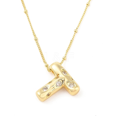 Brass Micro Pave Clear Cubic Zirconia Pendant Necklaces NJEW-Z038-01G-T-1