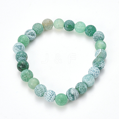 Natural Weathered Agate Beaded Stretch Bracelets BJEW-Q692-01H-1