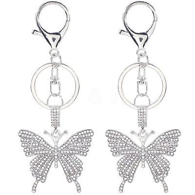 2Pcs Alloy Rhinestone Pendants Keychain KEYC-SP0001-22-1