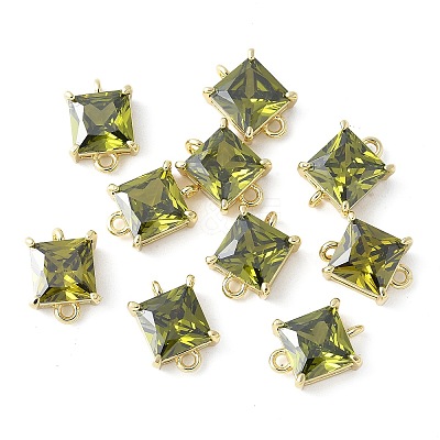 Brass Pave Cubic Zirconia Connector Charms KK-F892-53G-06-1