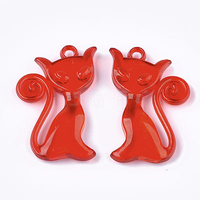 Transparent Acrylic Kitten Pendants TACR-S133-032-1