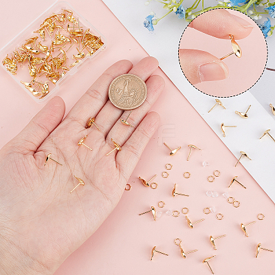 100Pcs 304 Stainless Steel Stud Earring Findings STAS-CN0001-12-1