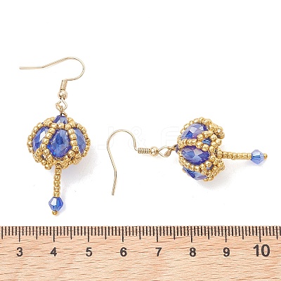 Transparent Electroplate Glass & Seed Glass Beads Dangle Earrings EJEW-MZ00714-1
