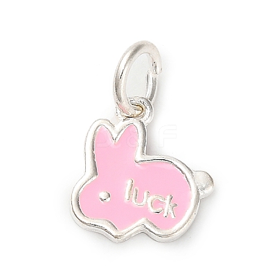 925 Sterling Silver Pink Enamel Pendants STER-C014-01B-S-1