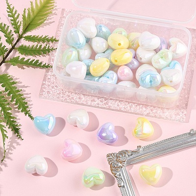 40Pcs UV Plating Acrylic Beads MACR-FS0002-18-1
