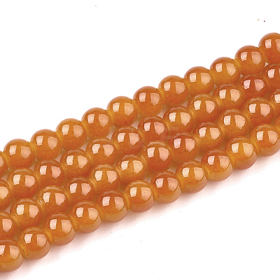Baking Paint Imitation Jade Glass Round Bead Strands X-DGLA-Q021-6mm-12-1