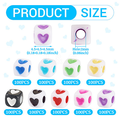 900Pcs 9 Colors Opaque Acrylic Beads OACR-TA0003-59-1