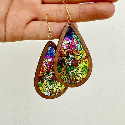 Colorful Acrylic Teardrop Dangle Earrings PW-WG3975F-03-1