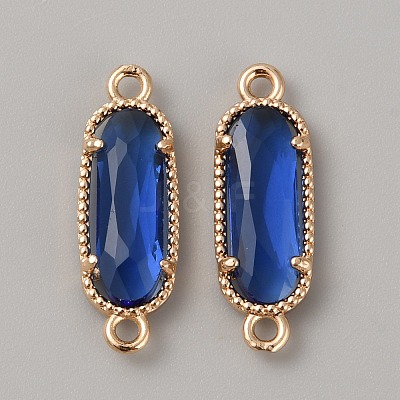 Golden Plated Brass Pave Glass Connector Charms FIND-WH0110-728G-01-1