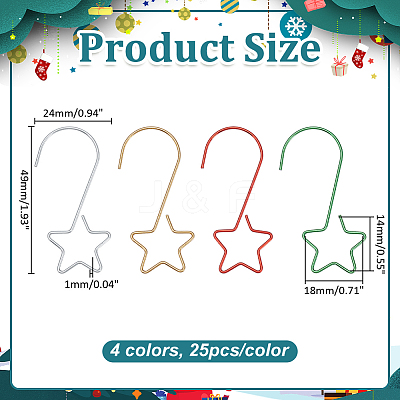 100Pcs 4 Colors Star Stainless Steel Hook Hangers STAS-ME0003-32-1