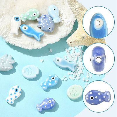 12Pcs 12 Styles Handmade Porcelain Beads PORC-FS0001-63-1