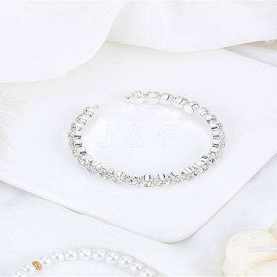 1Pc Alloy Rhinestone Cuff Bangles for Women BJEW-LP0012-02P-1