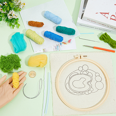 DIY Coaster Punch Needle Embroidery Starter Kits for Beginners DIY-WH20095-003A-1