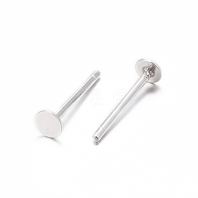 925 Sterling Silver Flat Pad  Stud Earring Findings STER-K167-045B-S-1