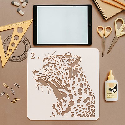 2Pcs 2 Styles PET Hollow Out Drawing Painting Stencils DIY-WH0394-0300-1