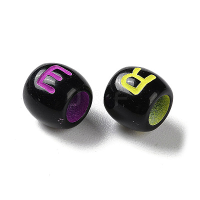 Spray Printed Opaque Acrylic European Beads SACR-P031-10B-1