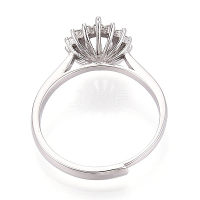 Rhodium Plated 925 Sterling Silver Micro Pave Cubic Zirconia Engagement Solitaire Ring Settings STER-T008-18P-1