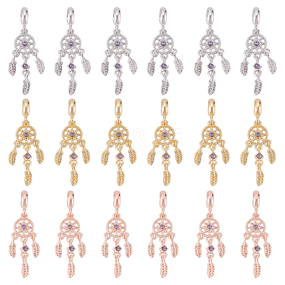18Pcs 3 Colors Rack Plating Alloy European Dangle Charms FIND-DC0001-25-1