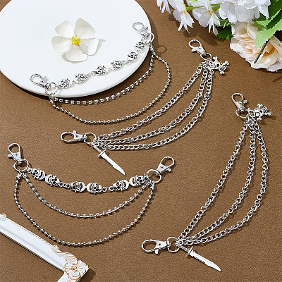 4Pcs 2 Styles Alloy Shoe Chains AJEW-HY0002-34-1