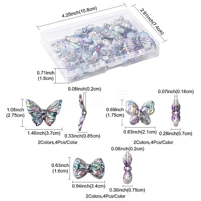 24Pcs 6 Styles UV Plating Printed Opaque Acrylic Beads PACR-FS0001-10-1
