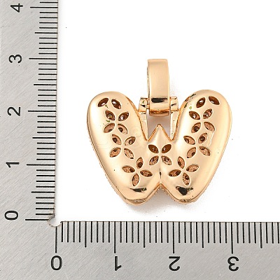 Brass Micro Pave Clear Cubic Zirconia Pendants KK-B099-01G-W-1