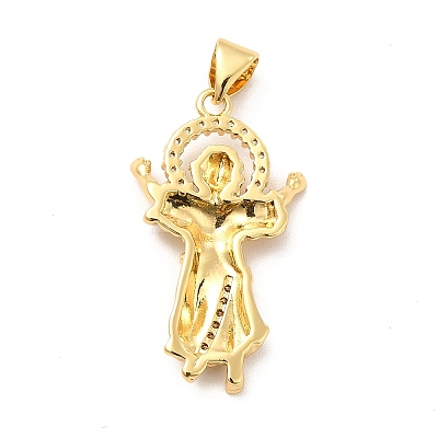 Rack Plating Brass Micro Pave Cubic Zirconia Pendants KK-K270-34G-1