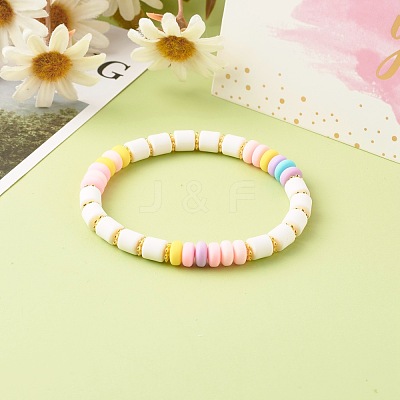 Handmade Polymer Clay Beads Stretch Bracelets BJEW-JB06428-1