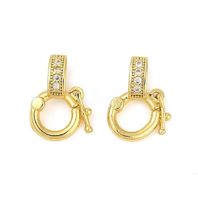 Brass Micro Pave Clear Cubic Zirconia Twister Clasps KK-H202-18G-1