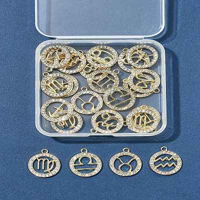 24Pcs 12 Styles Zinc Alloy Crystal Rhinestone Pendants FIND-FS0004-40-1