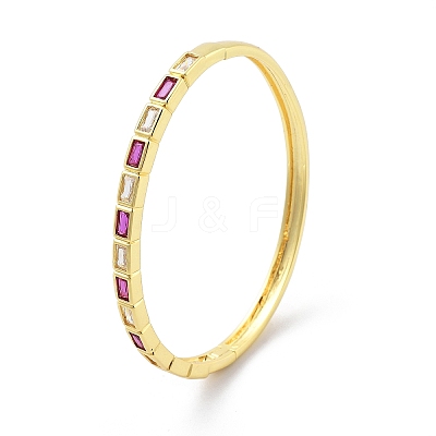 Rack Plating Brass Micro Pave Cubic Zirconia Bangles for Women BJEW-G730-01G-02-1