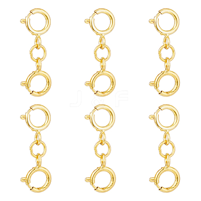 6Pcs 925 Sterling Silver Double Spring Ring Clasps STER-DC0001-17G-1