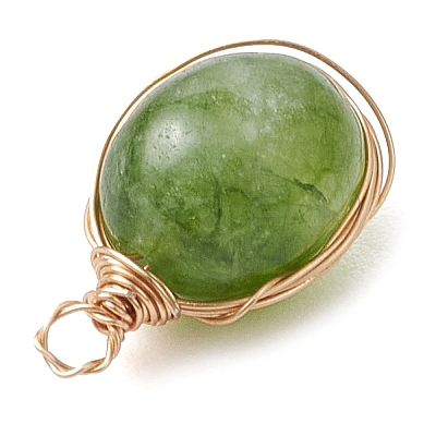 Dyed Natural Malaysia Jade Copper Wire Wrapped Pendants PALLOY-JF02879-1