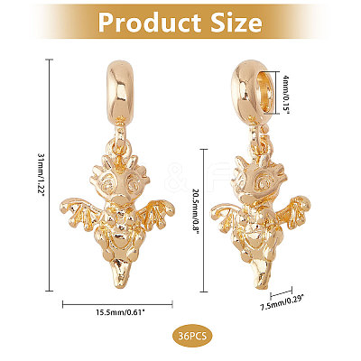 36Pcs Alloy European Dangle Charms MPDL-CA0001-06G-1