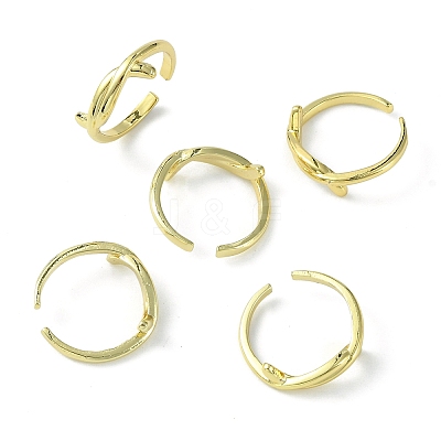 Rack Plating Brass Knot Open Cuff Ring RJEW-K243-02G-1