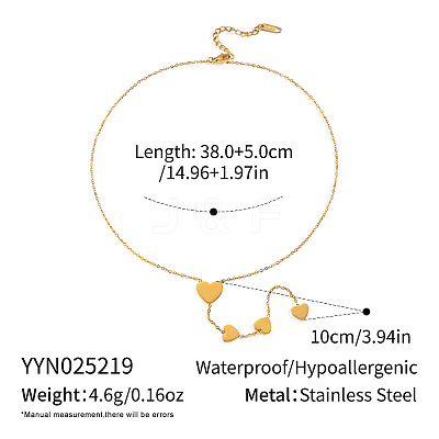304 Stainless Steel Heart Lariat Necklaces for Women HI7031-1-1
