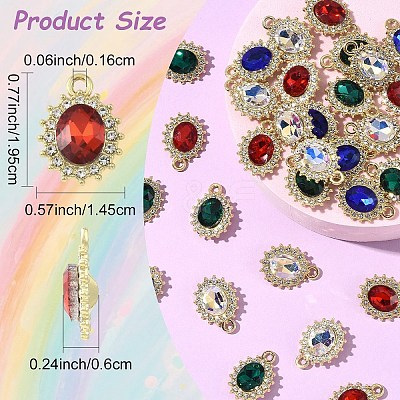 10Pcs Alloy Rhinestone Pendants ALRI-YW0001-25A-1