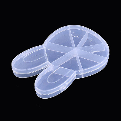 Easter Rabbit 9 Grids Plastic Bead Storage Containers with Hinged Lid X-CON-T001-07-1