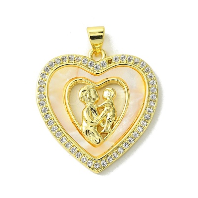 Mother's Day Brass Micro Pave Clear Cubic Zirconia Pendants KK-H472-13G-07-1