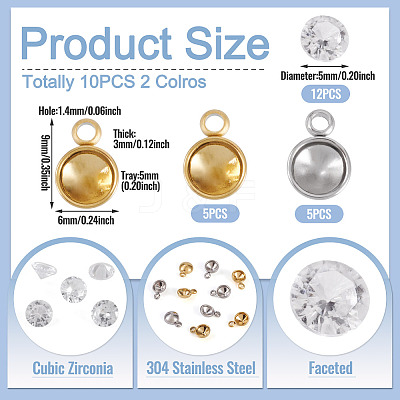 10Pcs 304 Stainless Steel Pendant Cabochon Settings STAS-TA0005-84-1