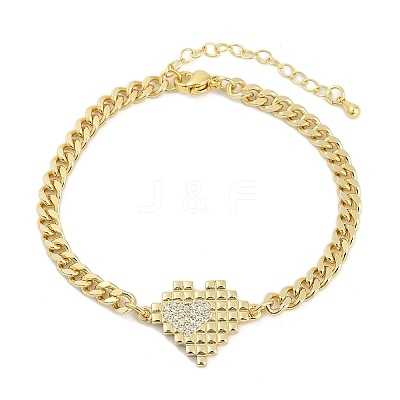Brass Micro Pave Cubic Zirconia Link Bracelets LS-BJEW-M050-06G-03-1