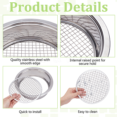 6Pcs Stainless Steel Garden Soil Sieve Set AJEW-UN0002-81-1