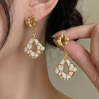 304 Stainless Steel Enamel Dangle Stud Earrings WG27FC8-02-1