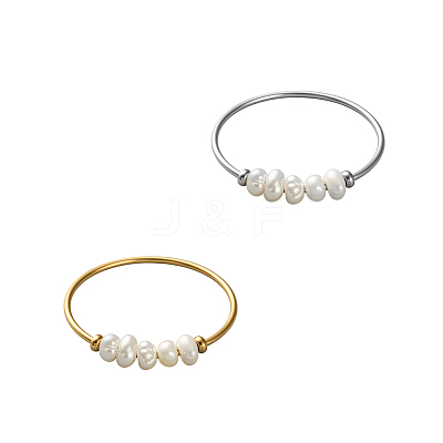 2Pcs 2 Colors Stainless Steel Finger Rings for Women RJEW-GO0001-08-1