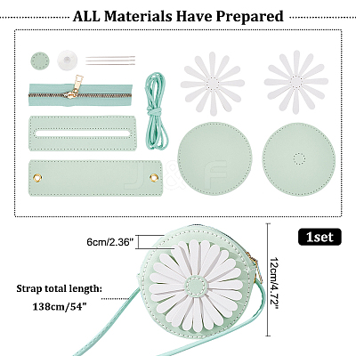 DIY Sew on PU Leather Daisy Flower Pattern Round Multi-Use Crossbody/Shoulder Bag Making Kits DIY-WH0297-56C-1