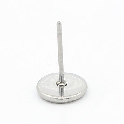 Tarnish Resistant 304 Stainless Steel Flat Round Stud Earring Settings X-STAS-I017-04-1